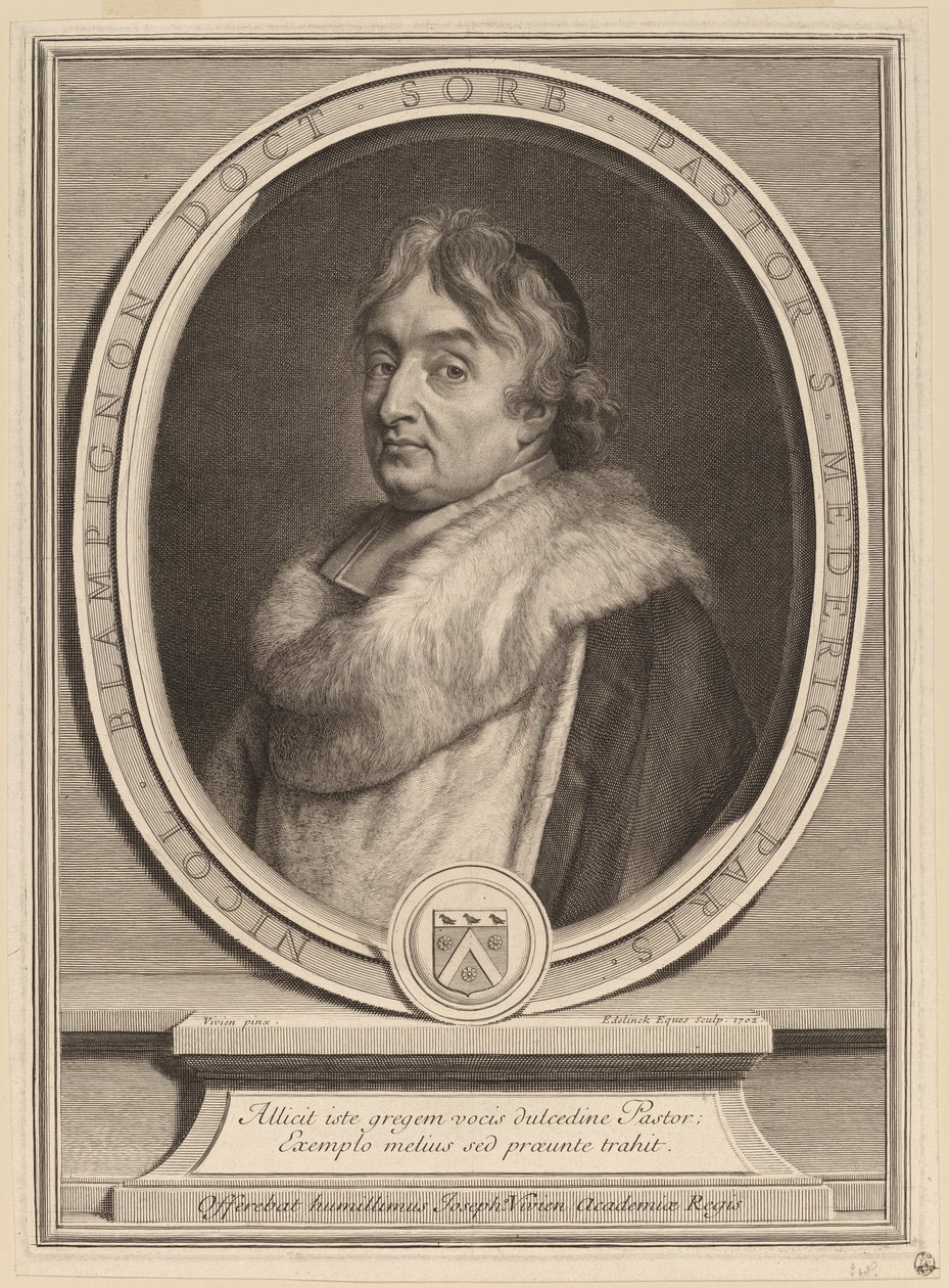 Nicolas de Blampignon door Gerard Edelinck after Joseph Vivien