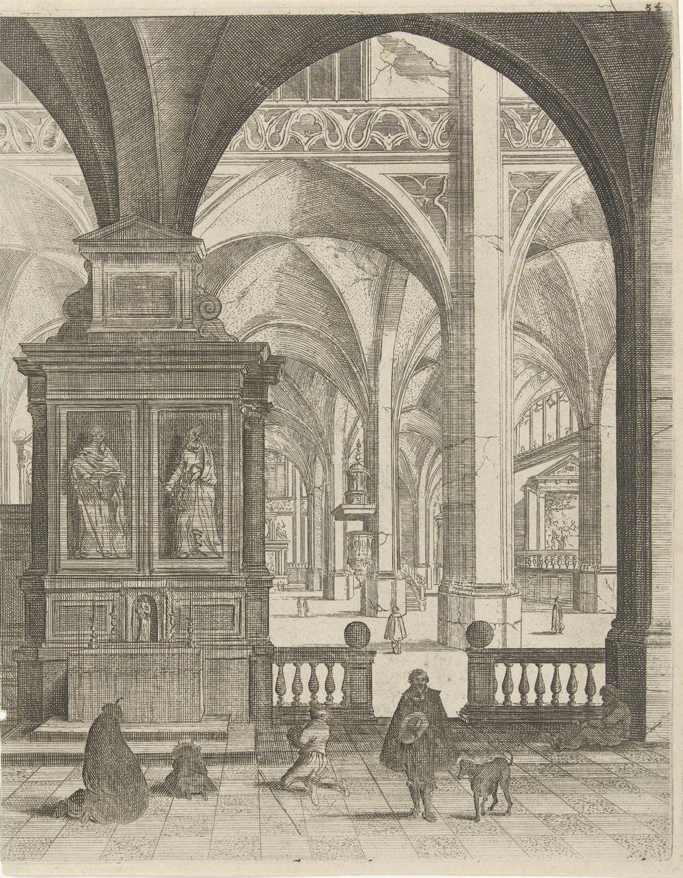Kerkinterieur door Gerard Houckgeest