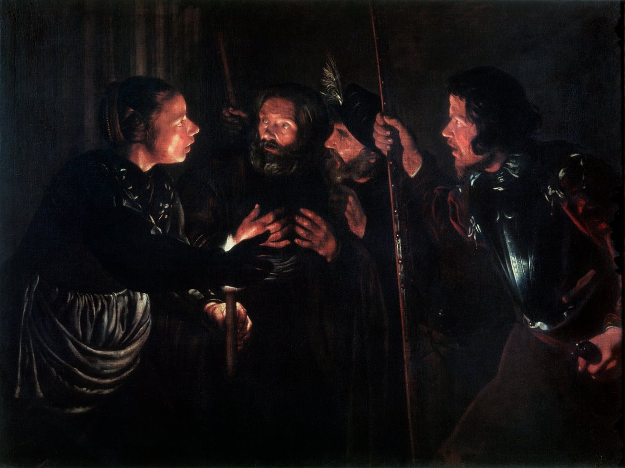 De Verloochening van Sint Petrus, 1620s door Gerard . Seghers