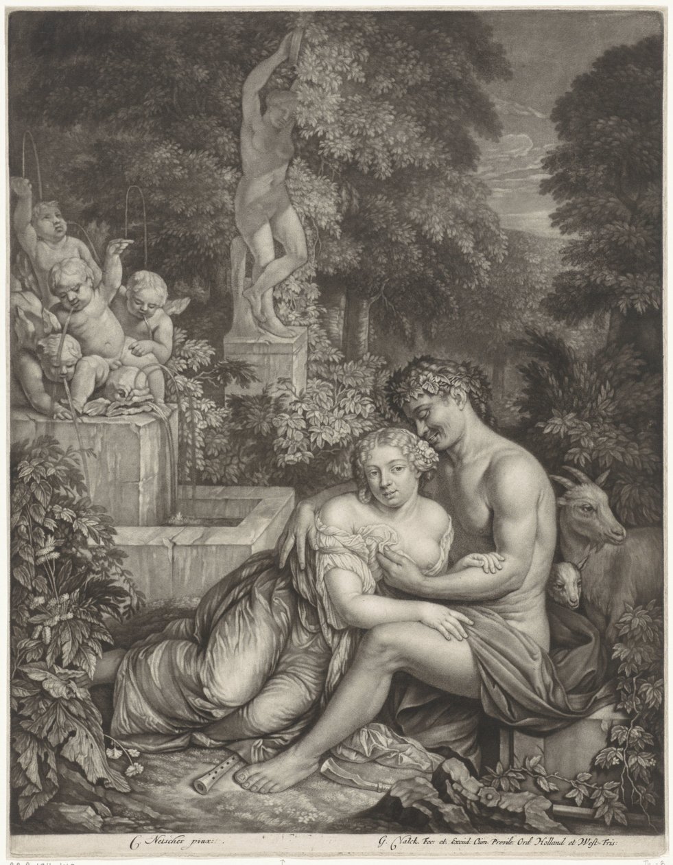 Vertumnus en Pomona door Gerard Valck