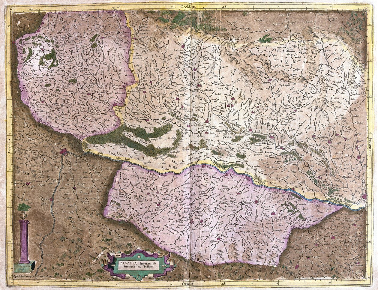 Elzas, noord Frankrijk (gravure) door Gerardus Mercator