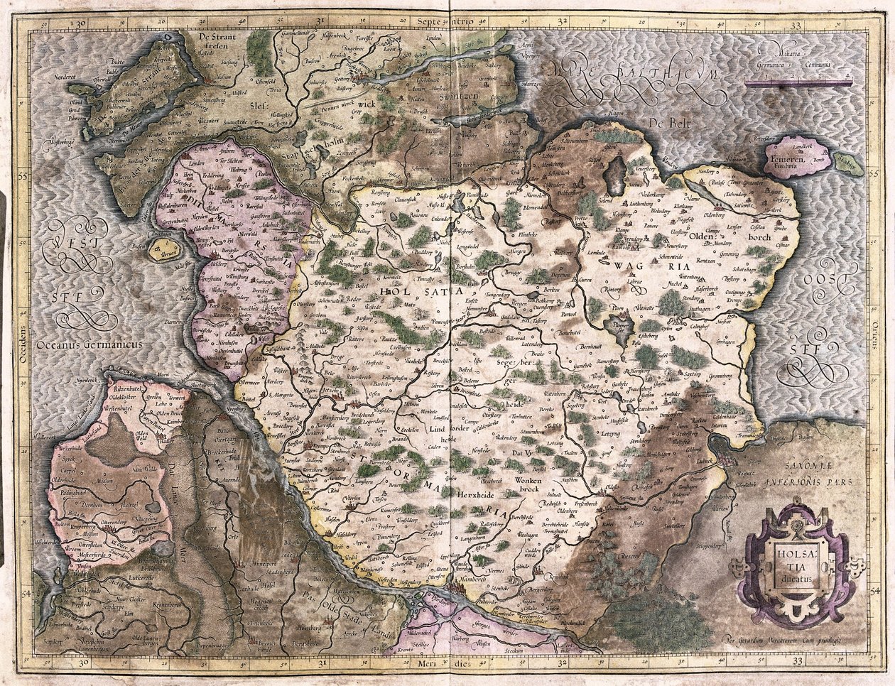 Elzas, Duitsland (gravure) door Gerardus Mercator