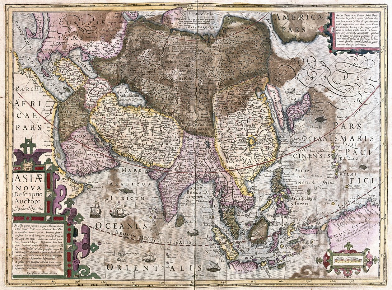 Azië (gravure) door Gerardus Mercator