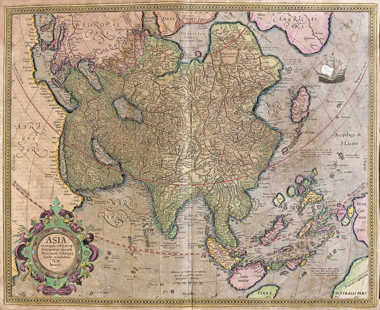 Azië door Gerardus Mercator