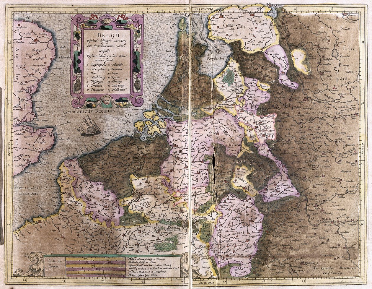 België (gravure) door Gerardus Mercator