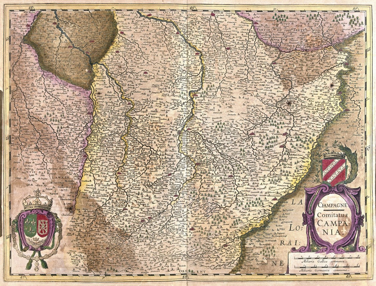 Champagne, Frankrijk (gravure) door Gerardus Mercator