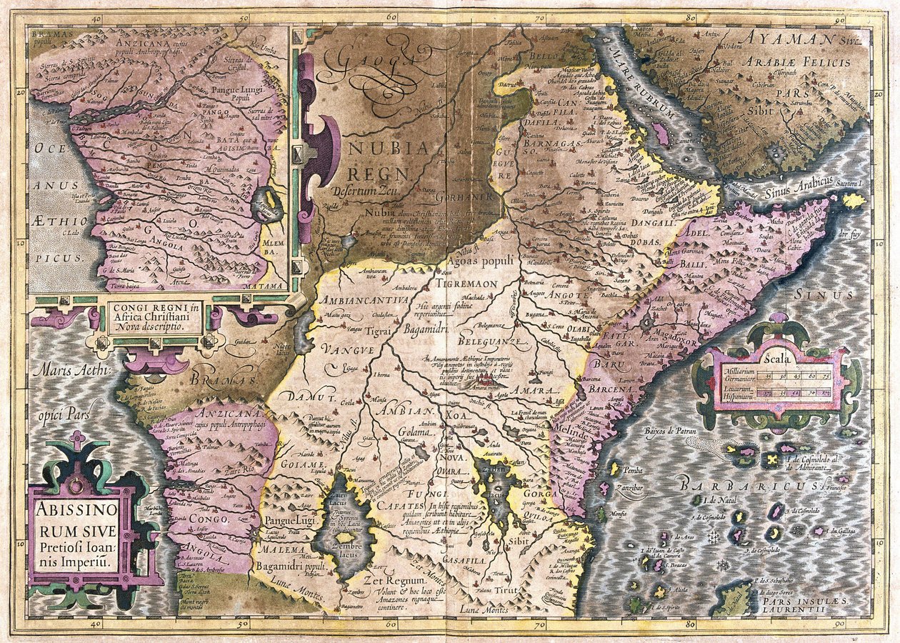 Congo, centraal Afrika (gravure) door Gerardus Mercator