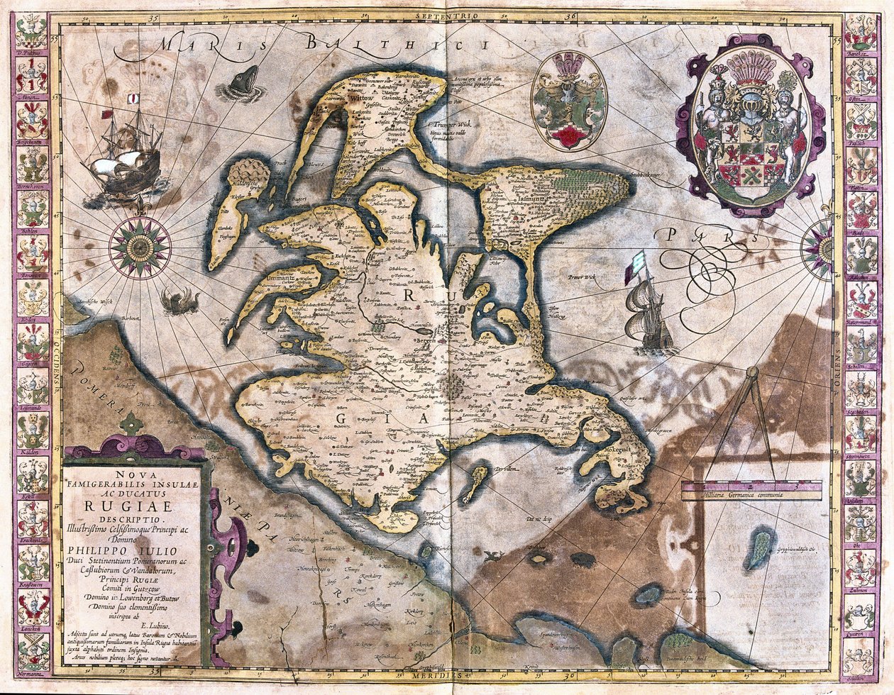 Eiland Rügen, Duitsland (gravure) door Gerardus Mercator