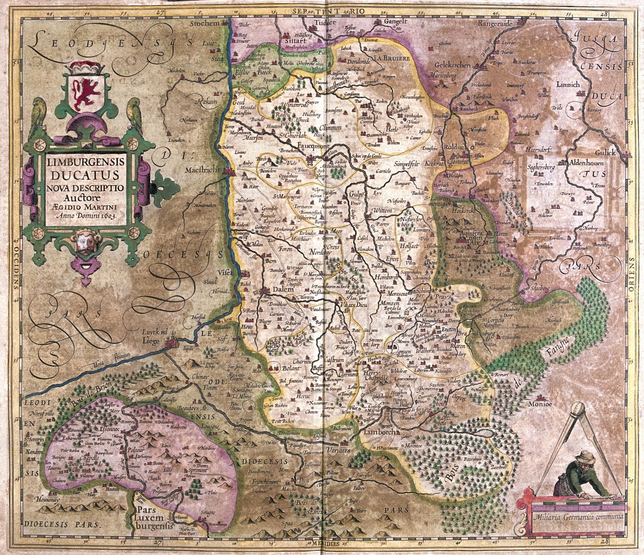 Limburg, België (gravure) door Gerardus Mercator