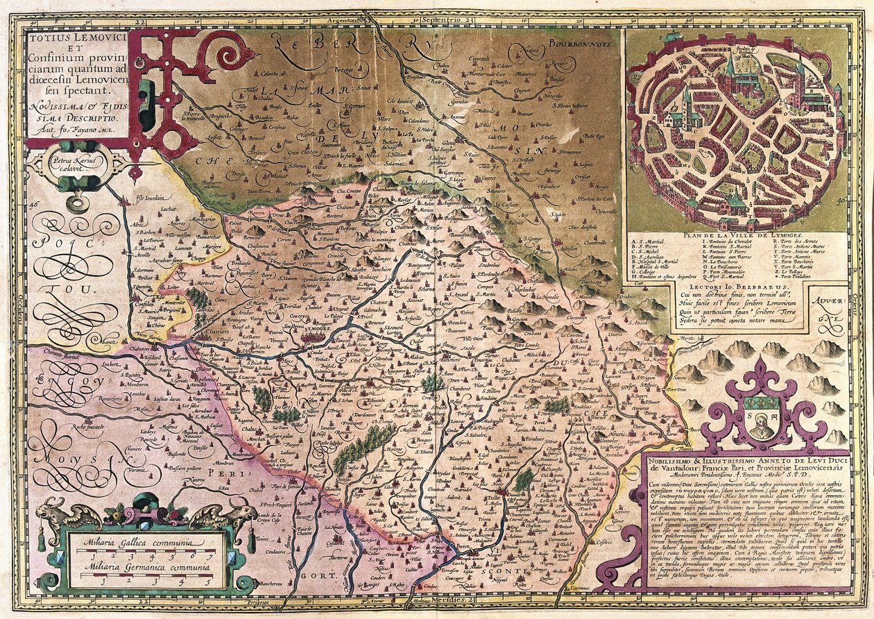 Limoges, Frankrijk (gravure) door Gerardus Mercator