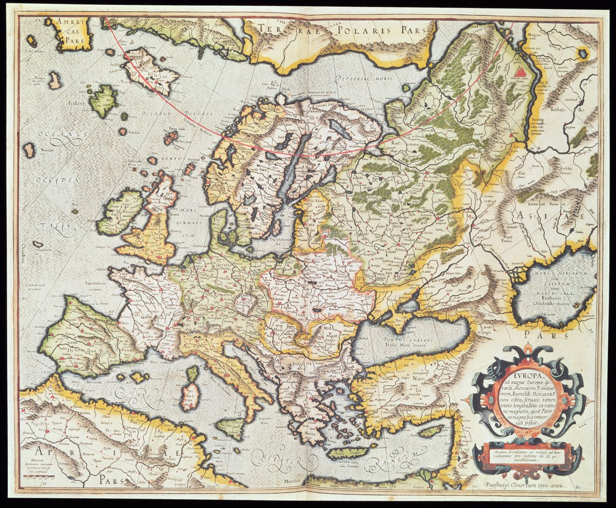 Kaart van Europa, c.1554 door Gerardus Mercator