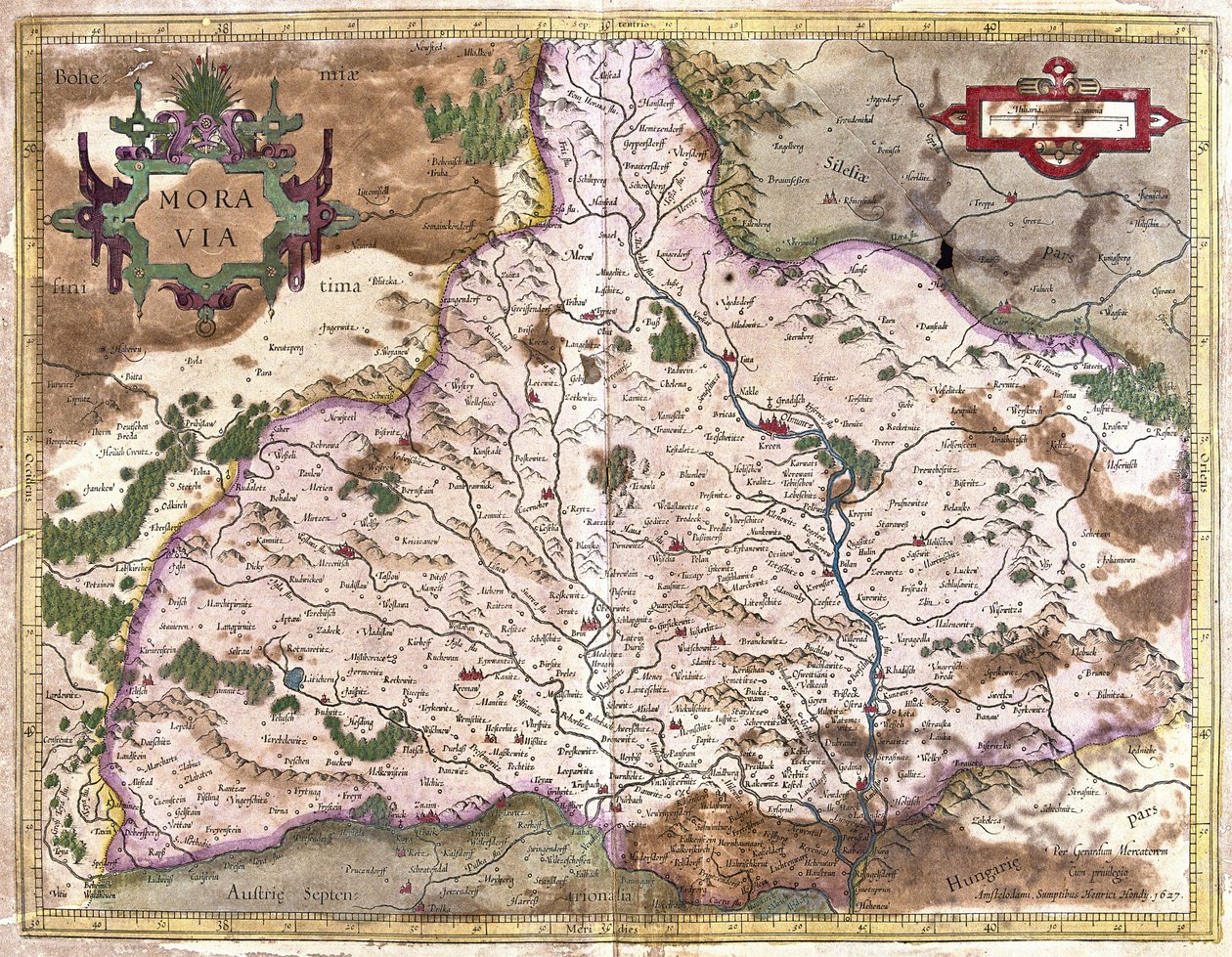 Moravië, Tsjechië (gravure) door Gerardus Mercator