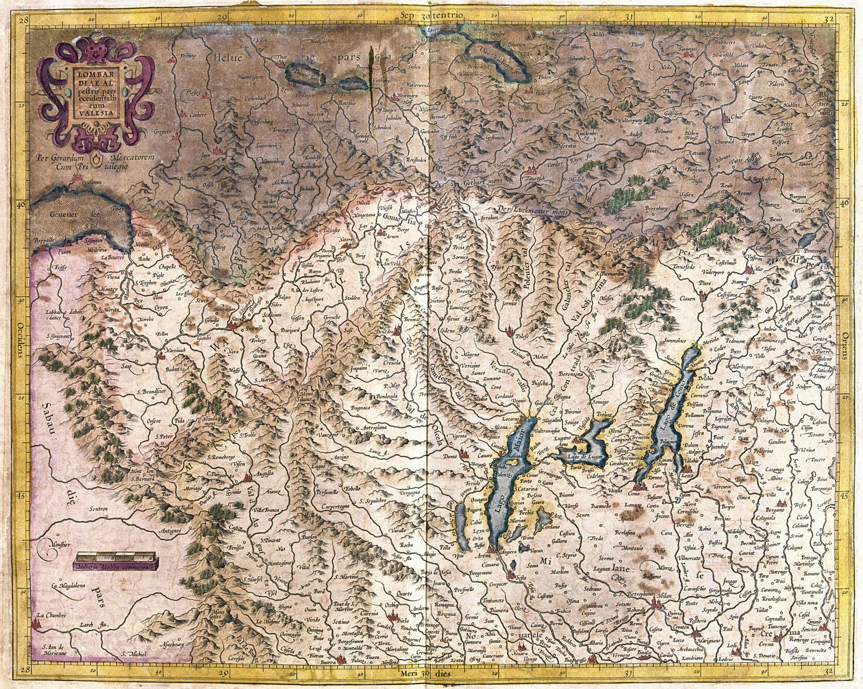 Noord-Italië (gravure) door Gerardus Mercator