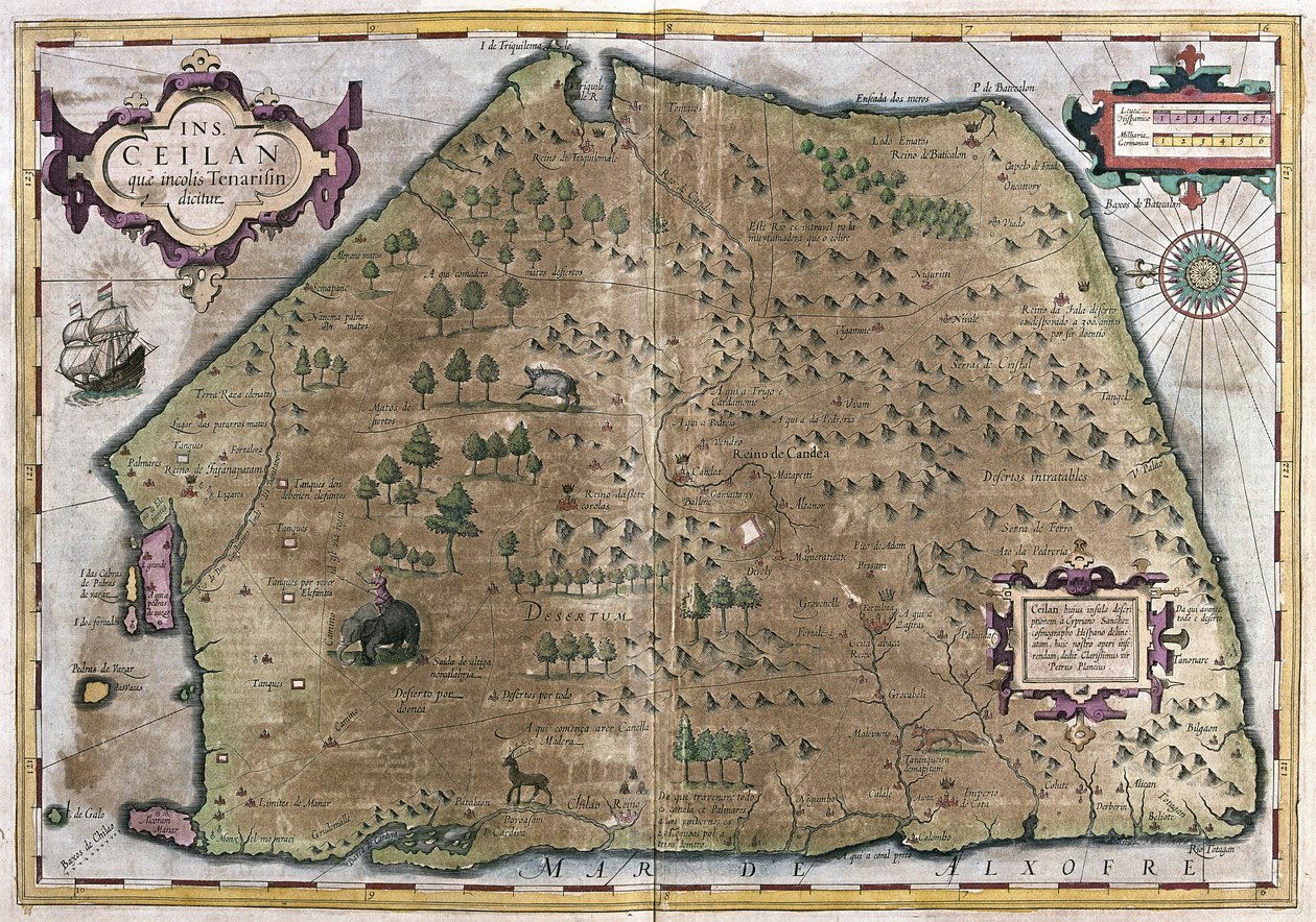 Sri Lanka (gravure) door Gerardus Mercator