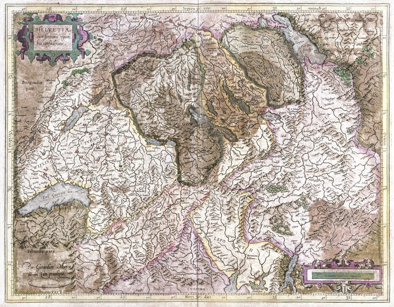 Zwitserland door Gerardus Mercator