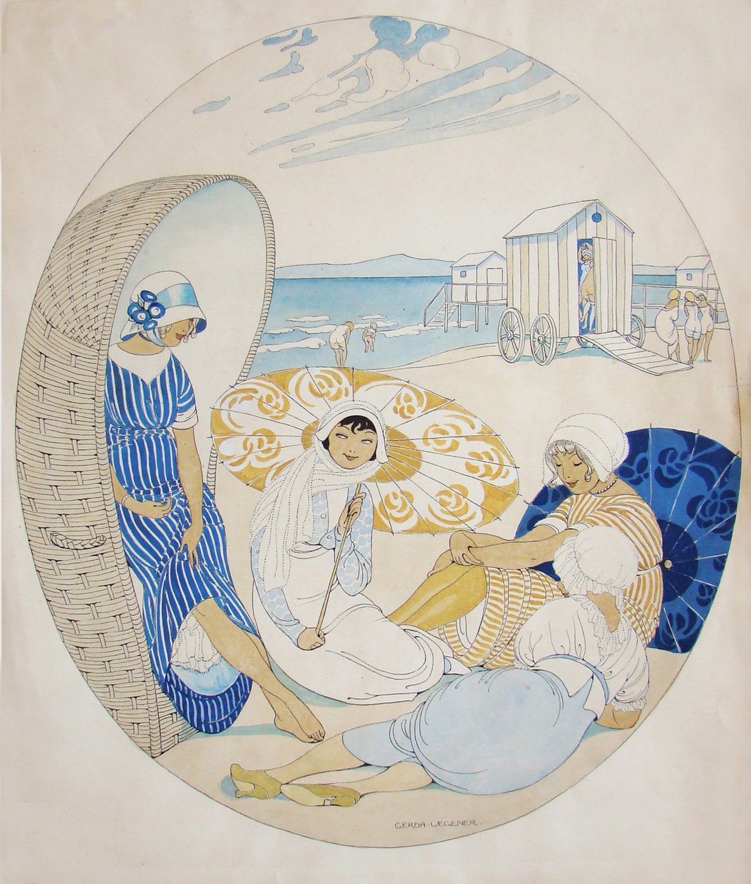 Praten op het Deense strand door Gerda Wegener