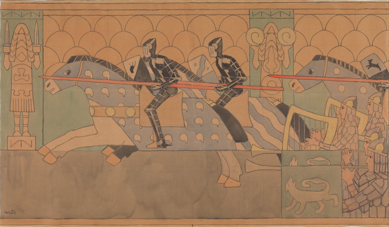 Folkloretekening, 1895-1898 door Gerhard Munthe