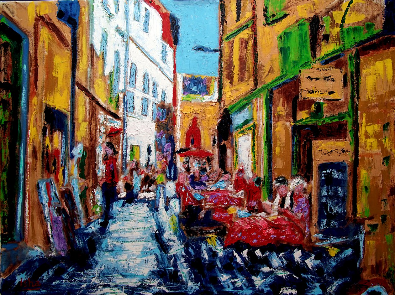 Perpignan Street, 2020 (olieverf op doek) door Gerhardt Isringhaus