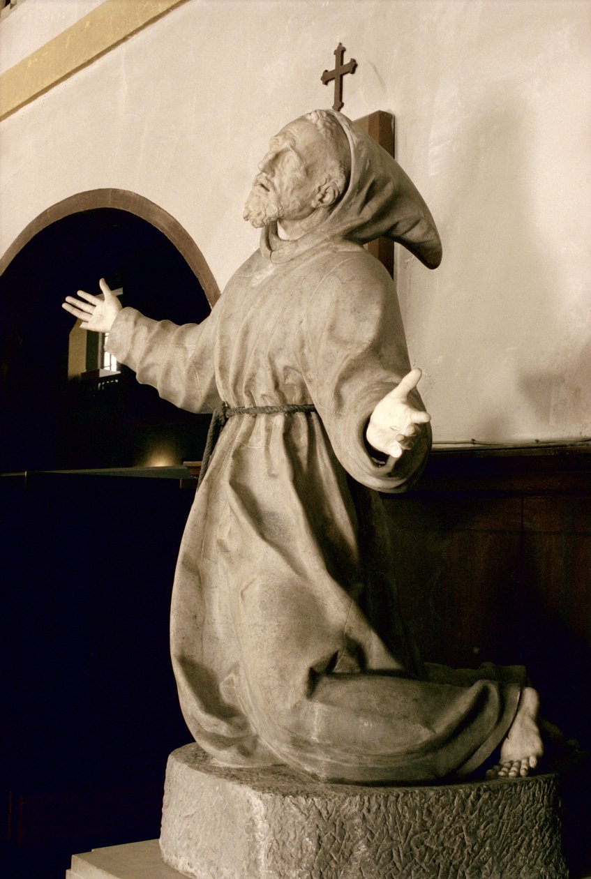 St. Franciscus ontvangt de stigmata, c.1580 (marmer) door Germain Pilon