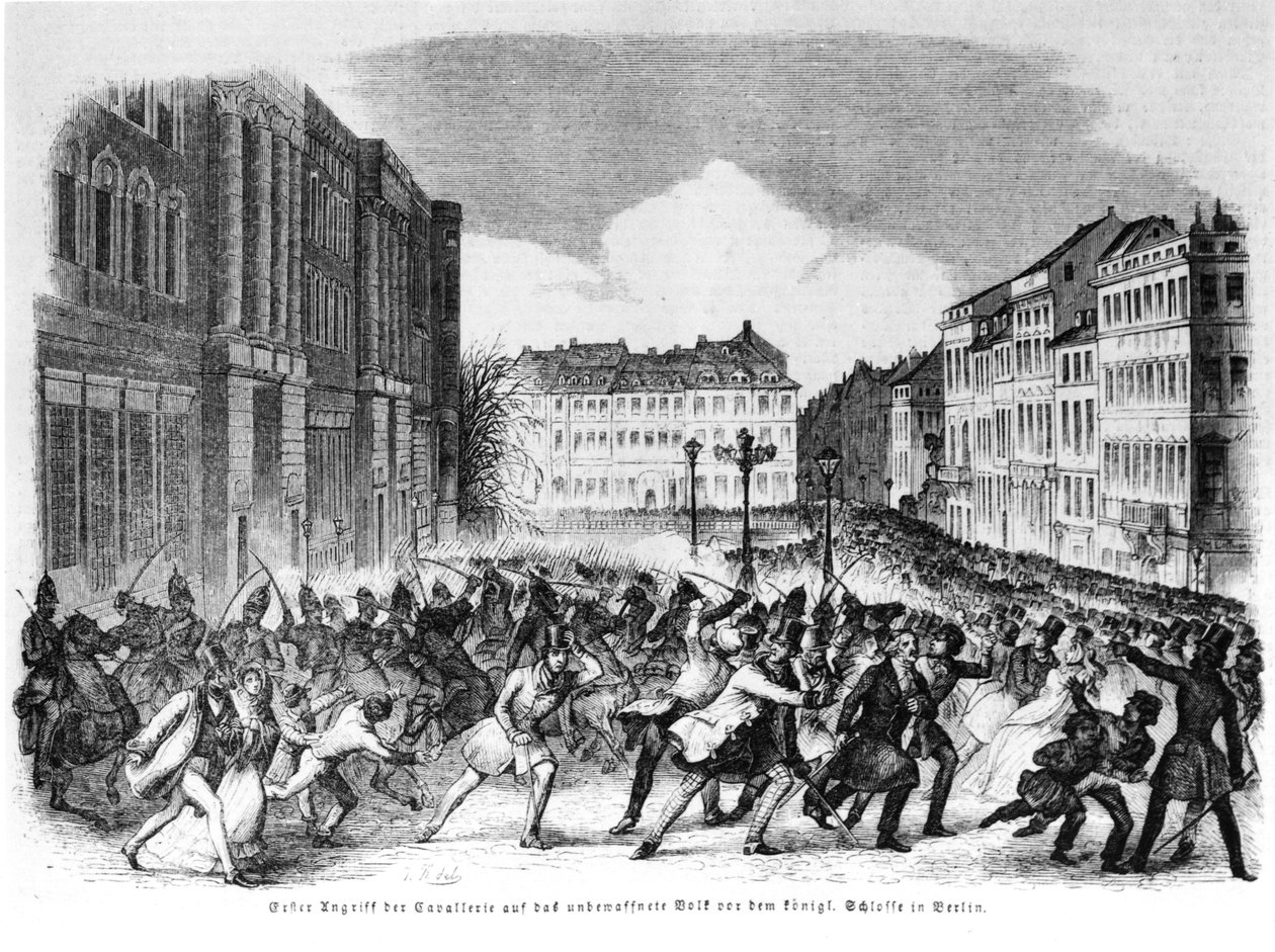 Opstand in Berlijn in april 1848, illustratie uit 