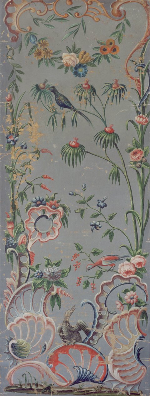 Oliezeildoek Behang, ca.1760-70 door German School