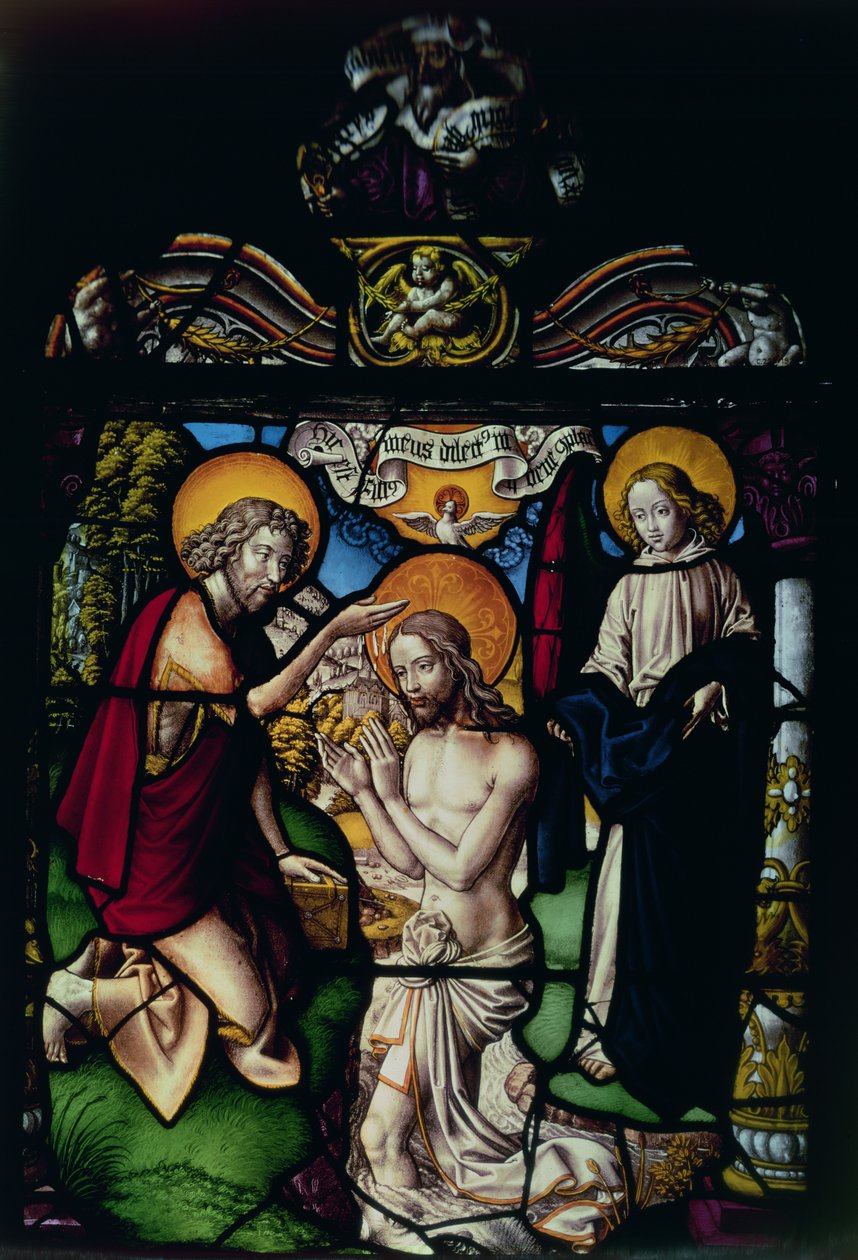 Paneel met de Doop van Christus, 16e eeuw door German School