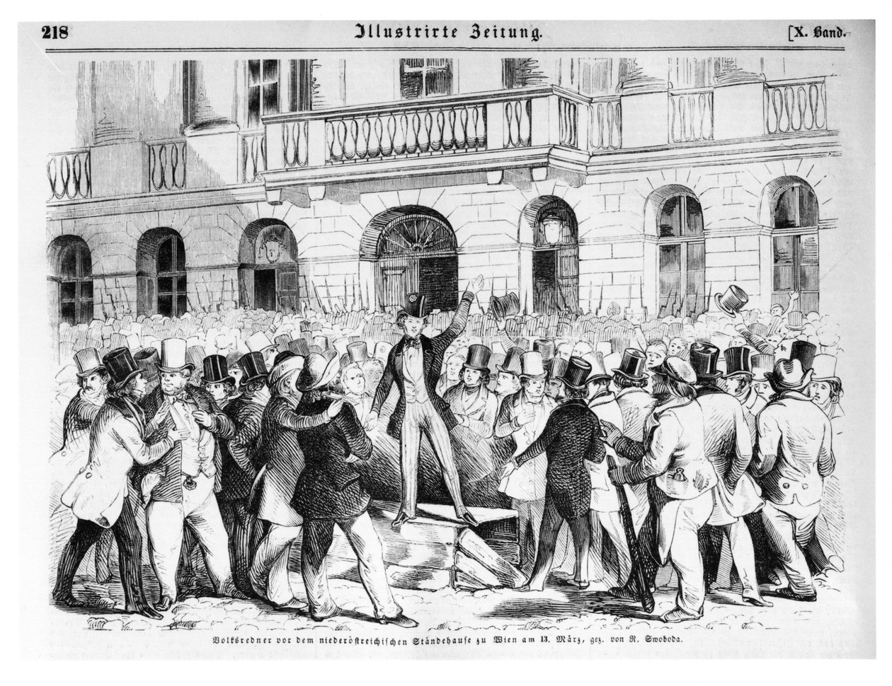 Opstand in Wenen op 30 maart 1848, illustratie uit 