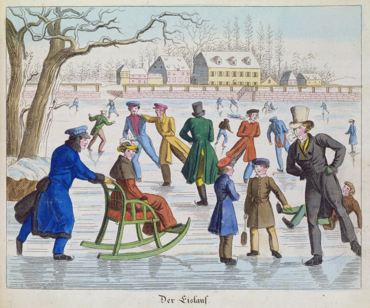 Schaatsscène, 1832 door German School