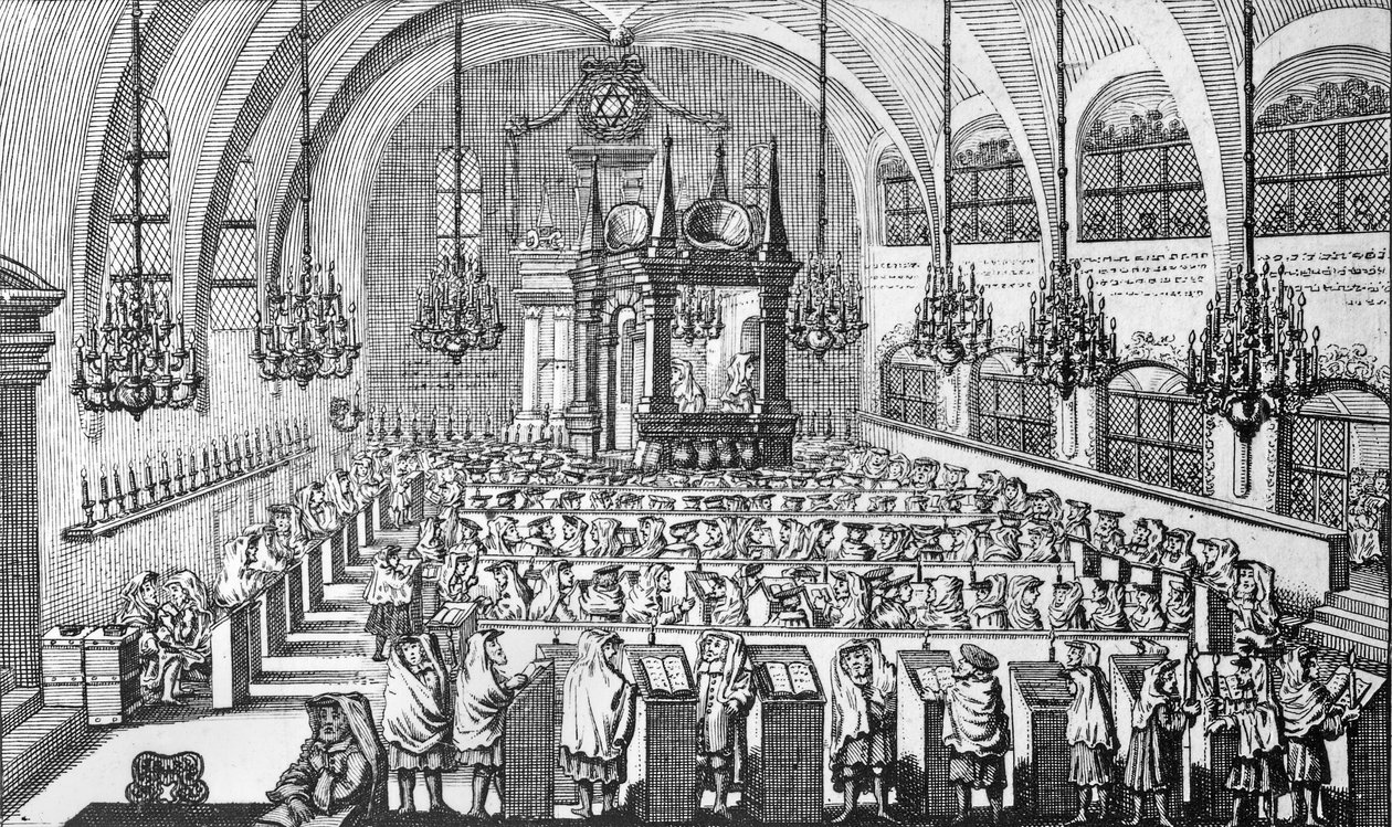 De bijeenkomst in de synagoge, 1705 door German School