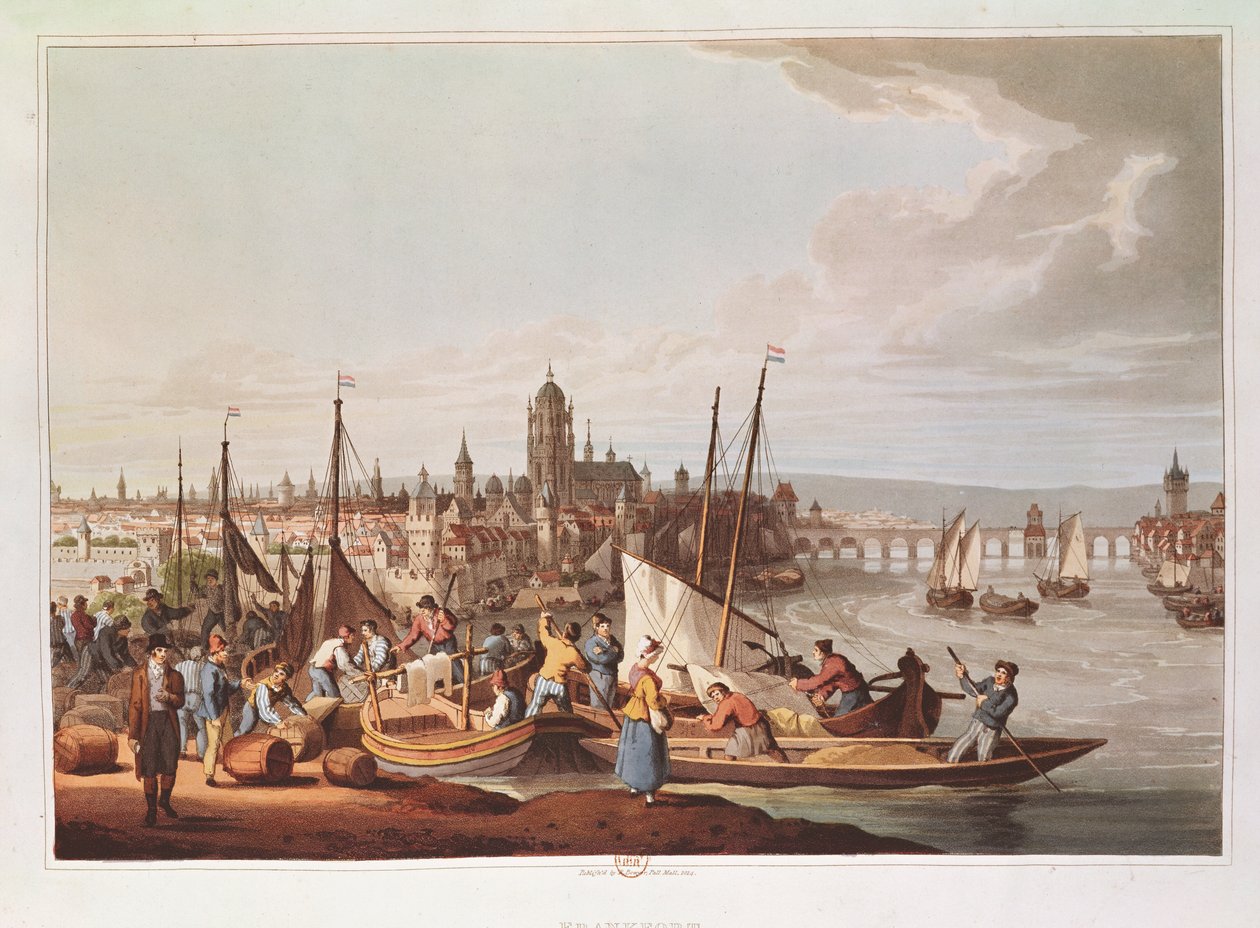 Uitzicht op Frankfurt, 1814 door German School
