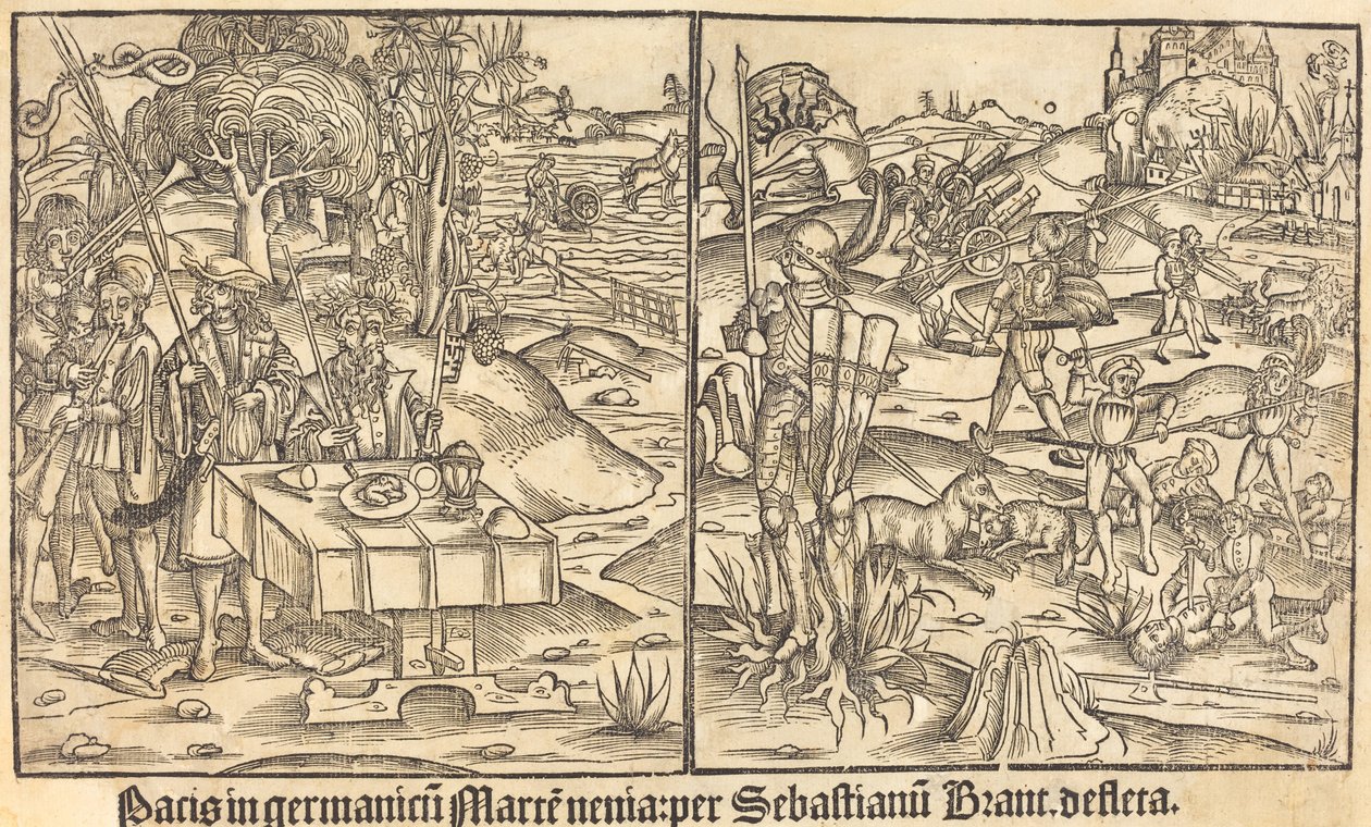 Allegorie van Oorlog en Vrede door German 15th Century