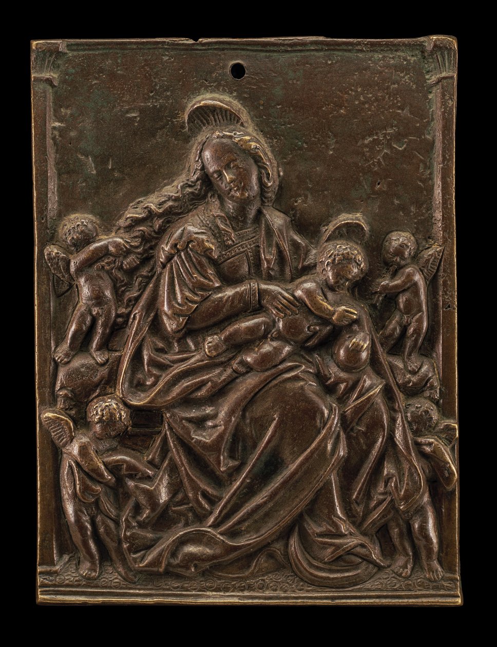 De Maagd en Kind met vier engelen door German 16th Century