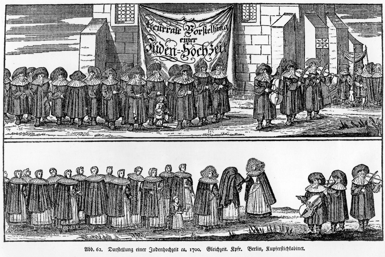 Een Joodse bruiloftsstoet van c.1700 door German School