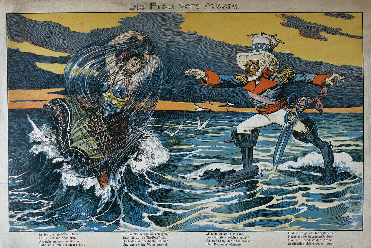 Karikatuur over de Spaans-Amerikaanse oorlog, 1898 door German School