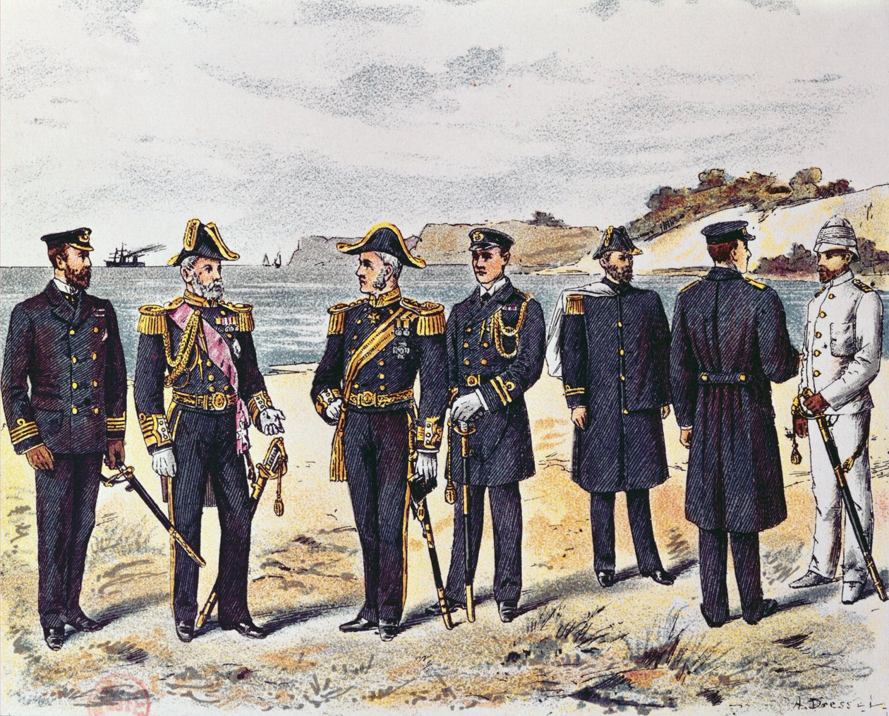 Duitse marine-uniformen, eind 19e eeuw door German School
