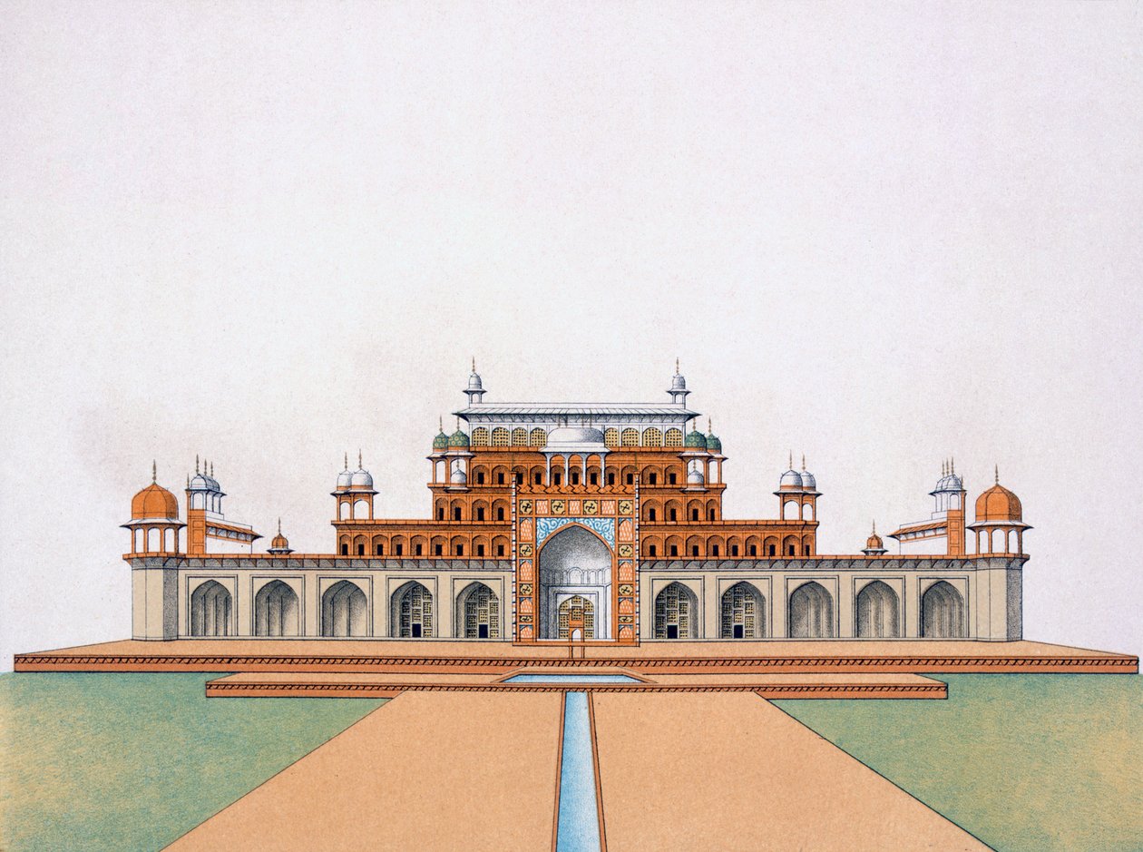 Mausoleum van Akbar de Grote in Sekandra door German School
