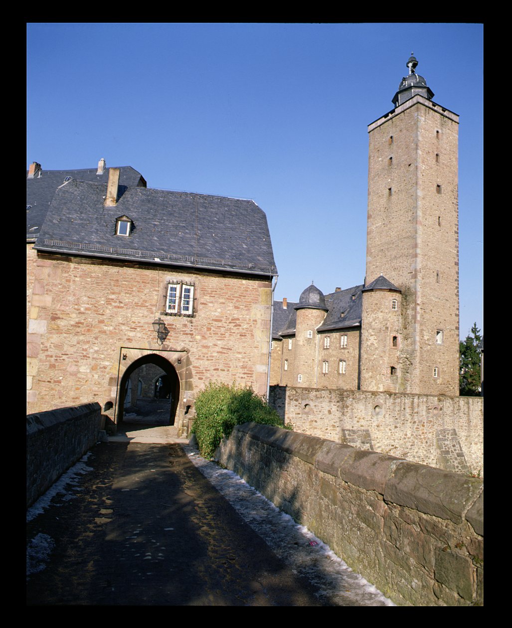 Uitzicht op kasteel Steinau door German School