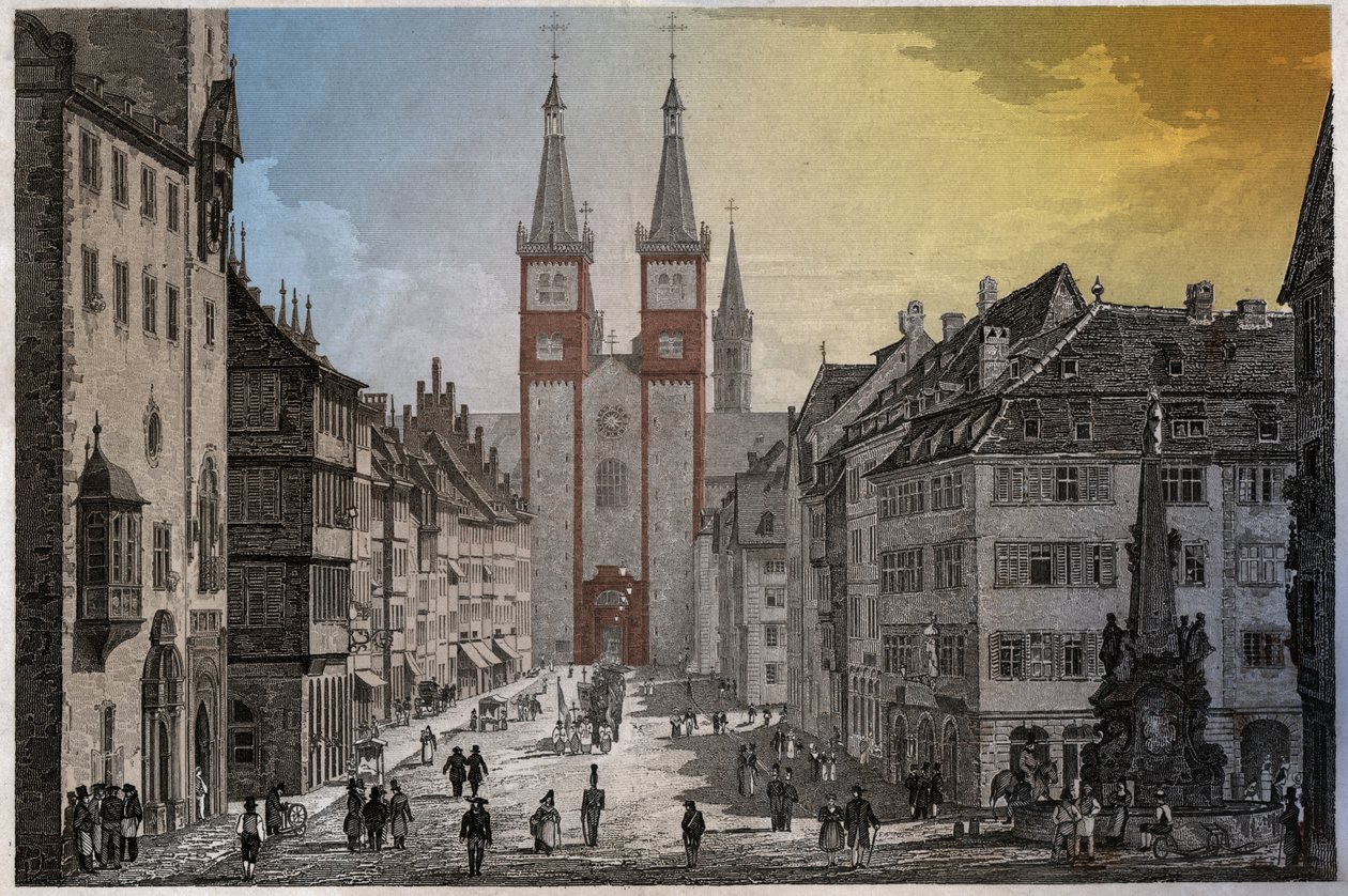 Würzburg (gravure, ca. 1830) door German School