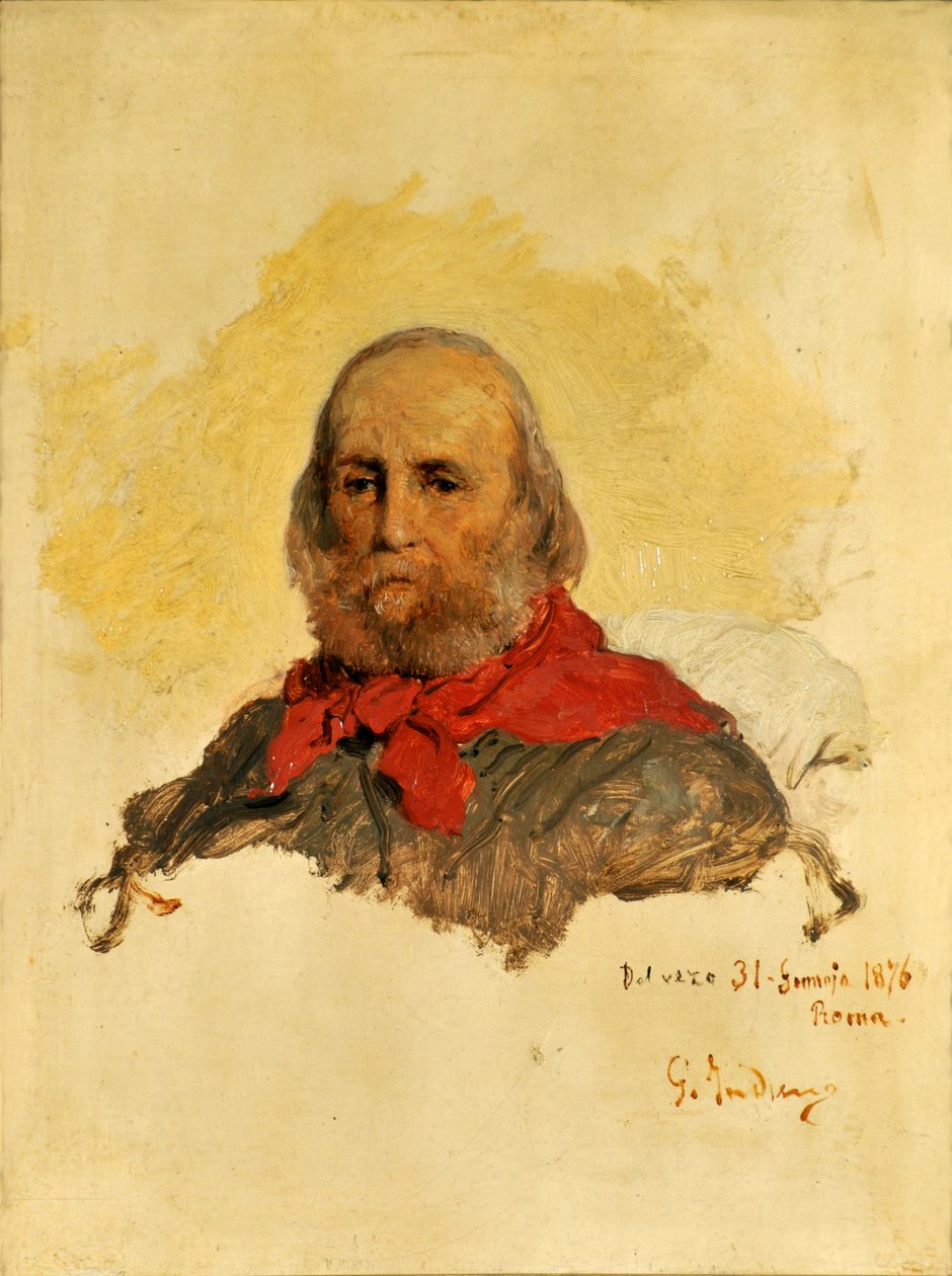 Portret van Giuseppe Garibaldi 1807-1882, 1860 door Gerolamo Induno