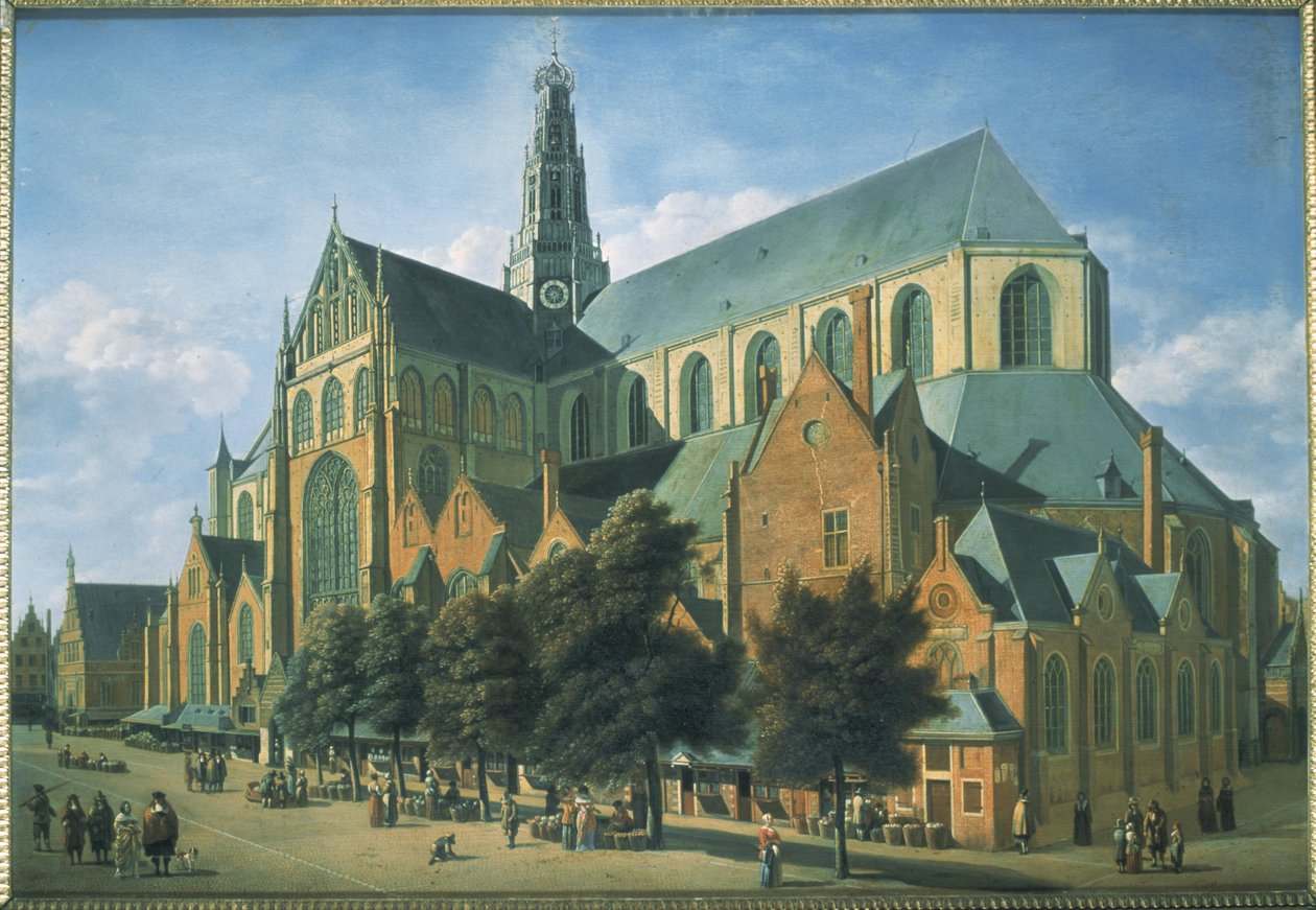 Sint-Bavokerk vanuit het zuidoosten door Gerrit Adriaensz Berckheyde