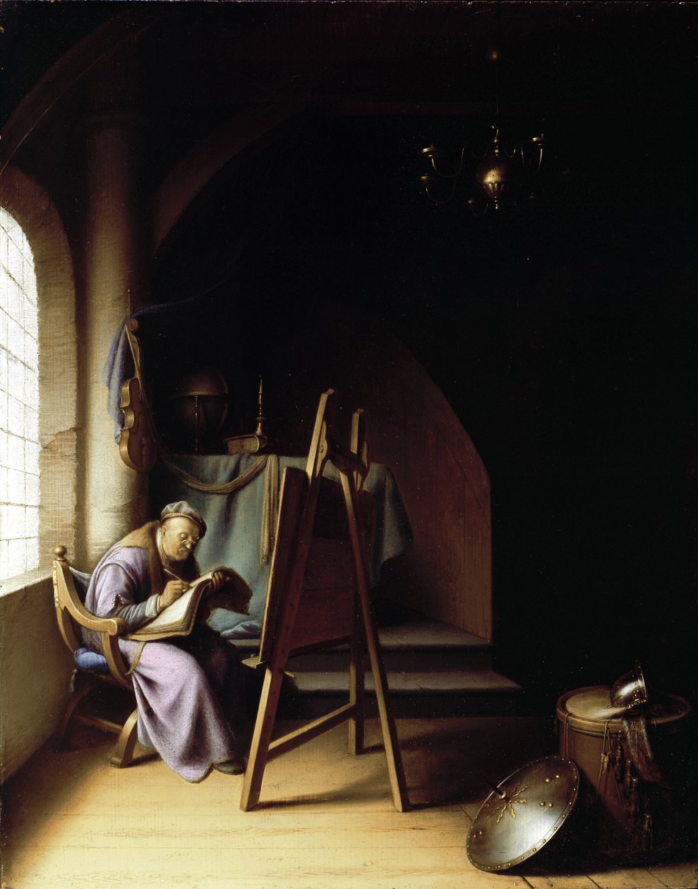Man met ezel door Gerrit Dou