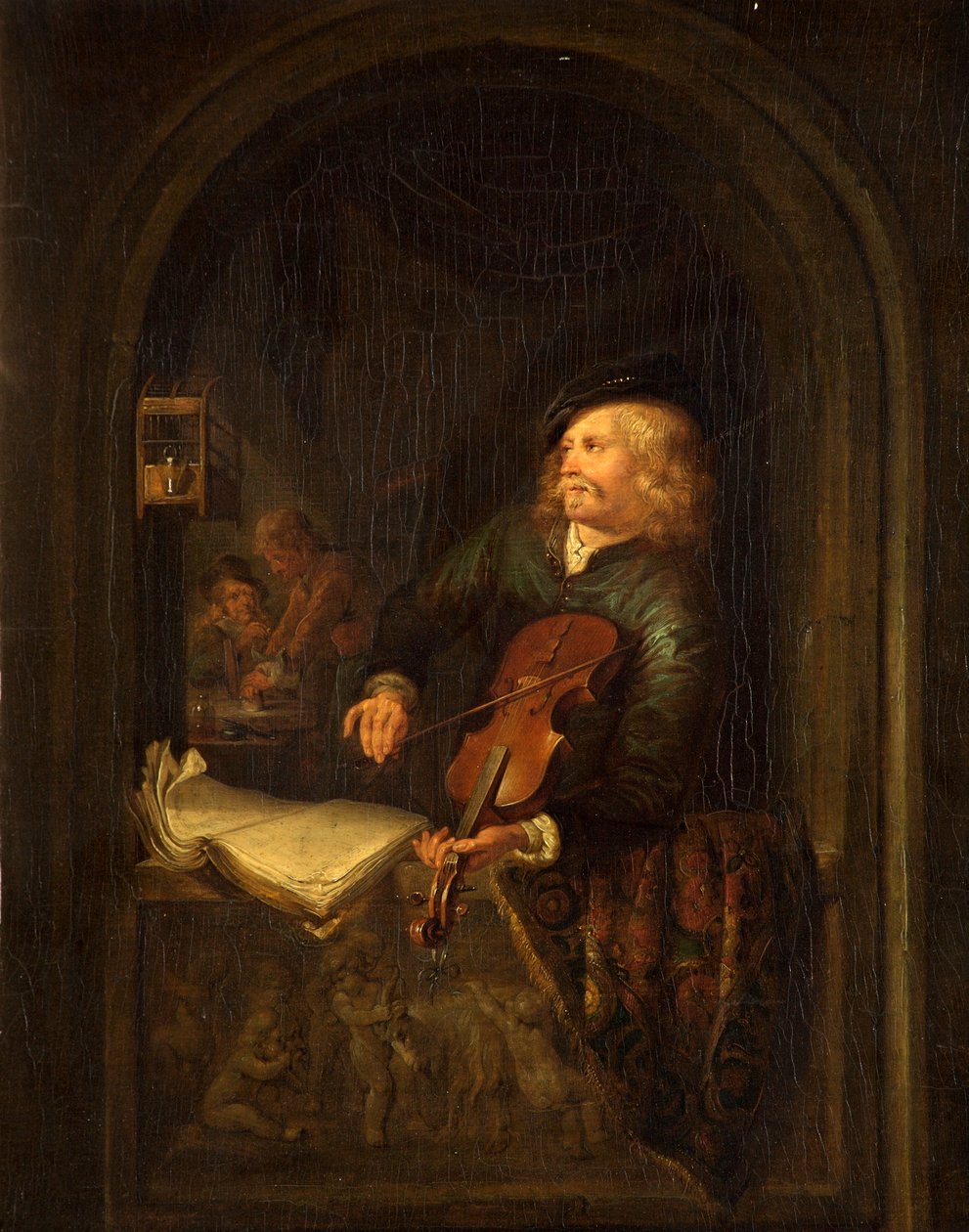 Man met een viool door Gerrit Dou