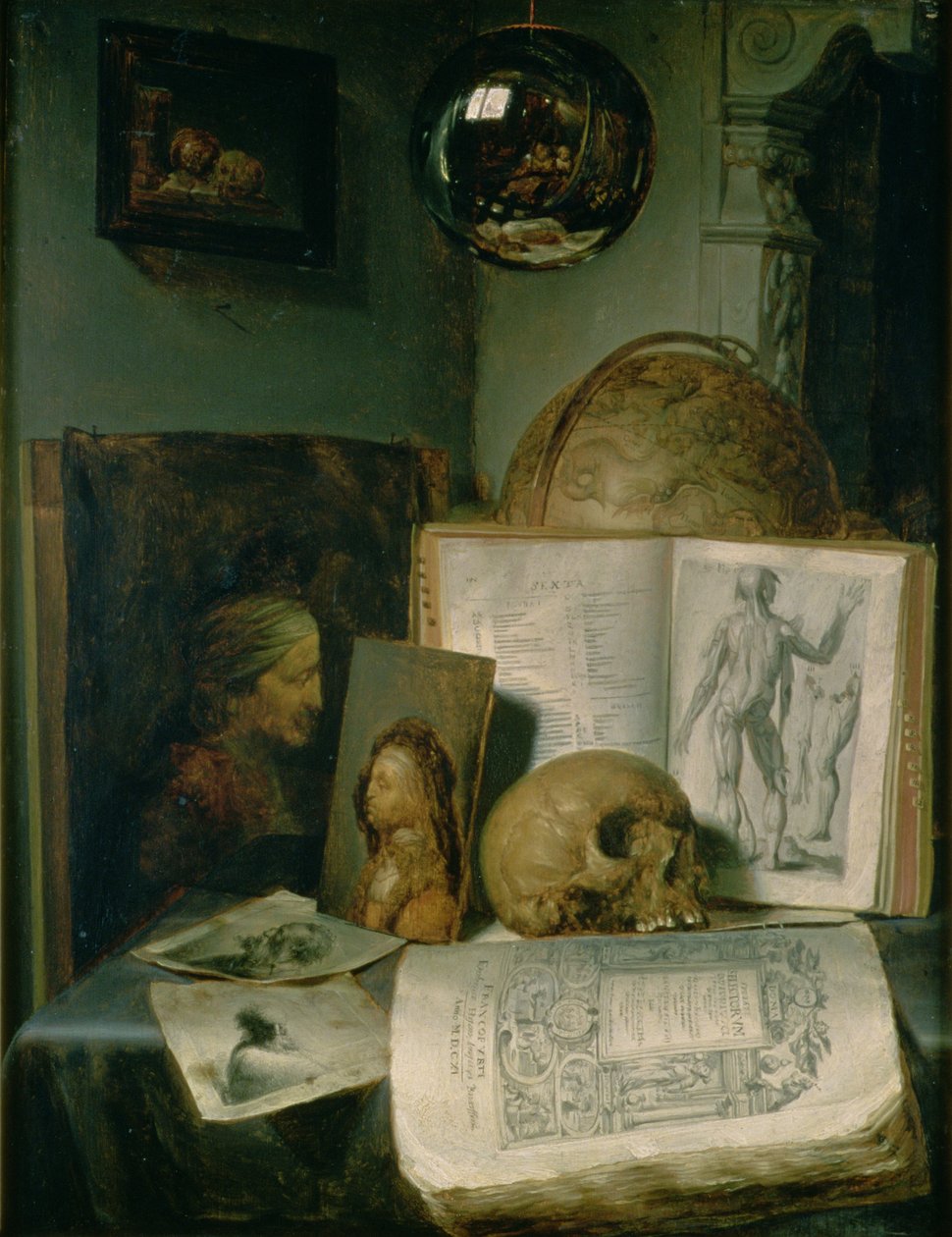 Stilleven met een schedel door Gerrit Dou