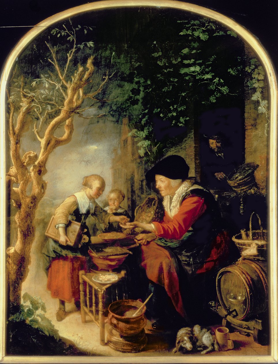 De Pannenkoekenverkoper, 1650-55 door Gerrit Dou