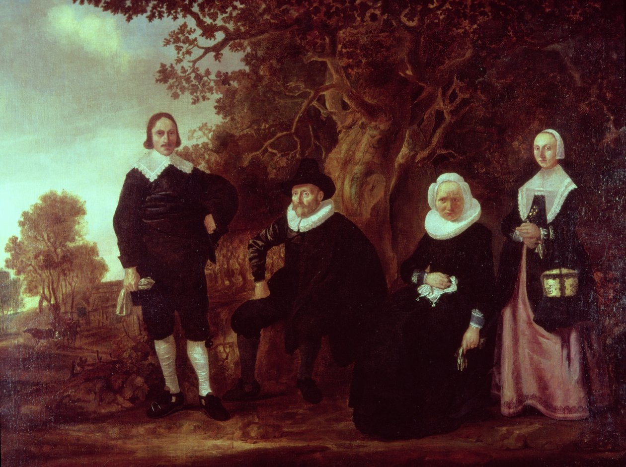 Familiegroep in een landschap door Gerrit van Donck