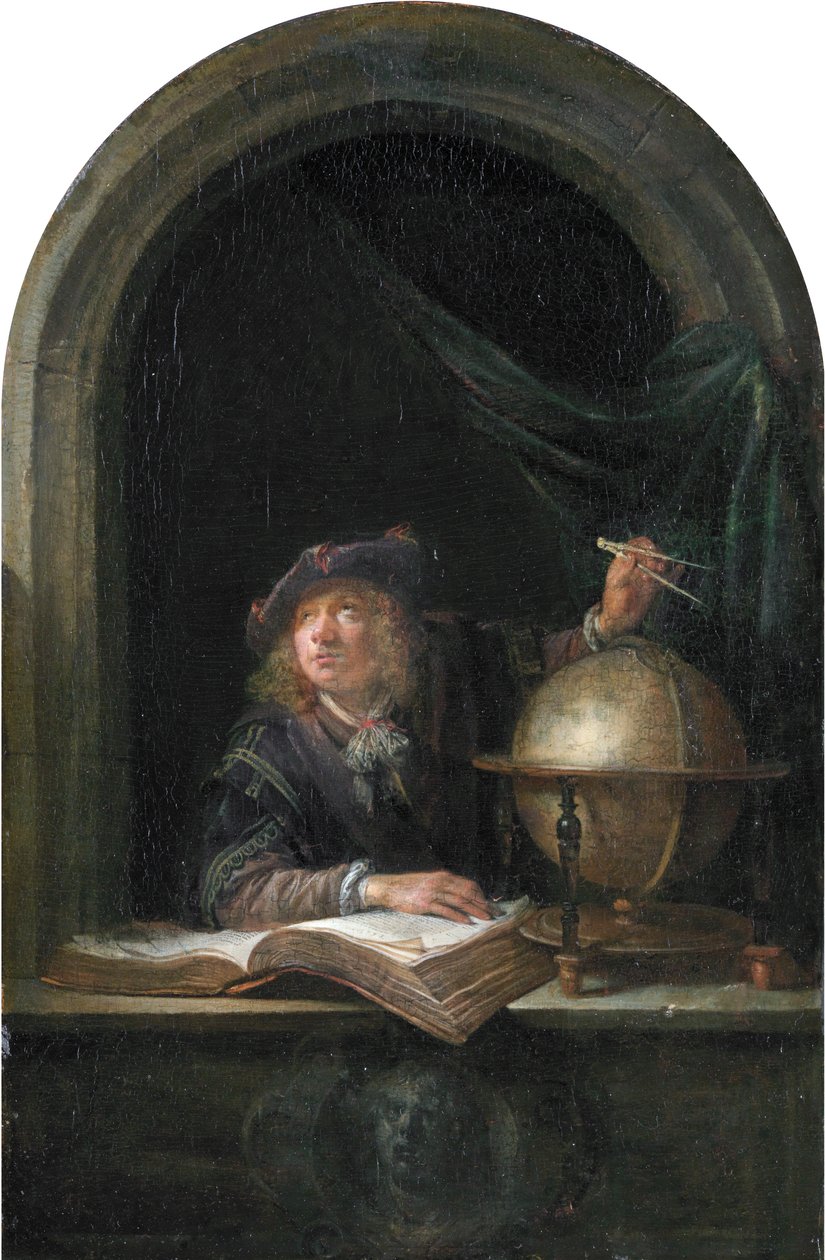 Astronoom in een raam door Gerrit Dou