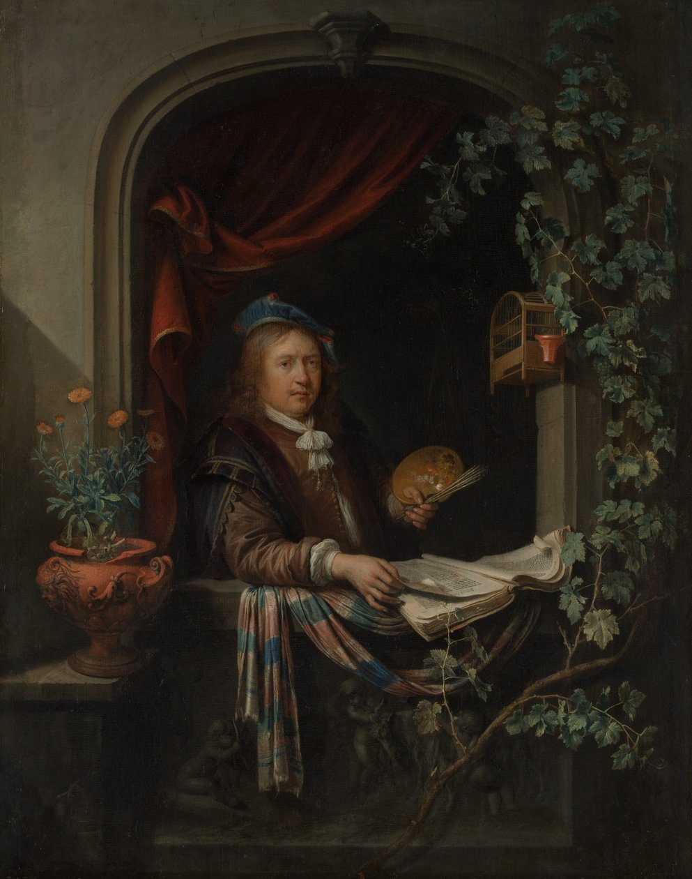 Zelfportret, ca. 1665 door Gerrit Dou