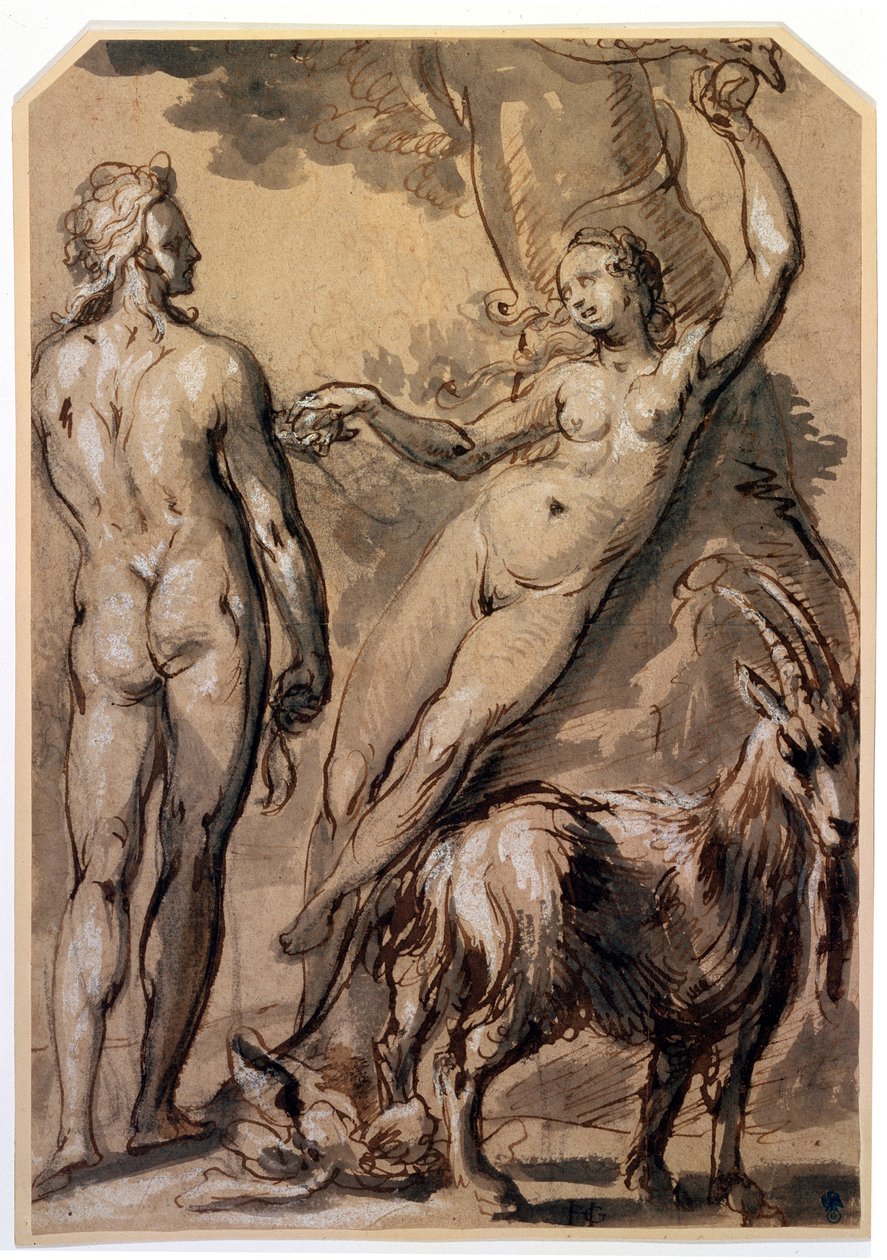 Adam en Eva. De Val, eind 1590s door Gerrit Pietersz