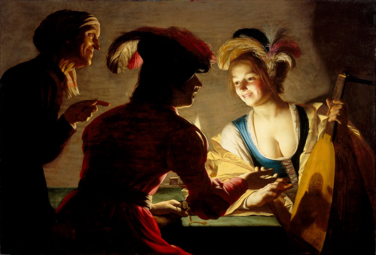 De koppelaarster, 1625 door Gerrit van Honthorst