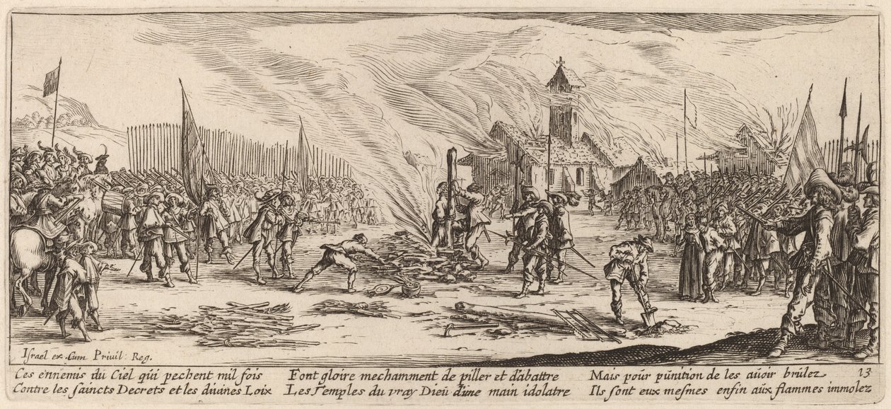 De Brandstapel door Gerrit van Schagen after Jacques Callot